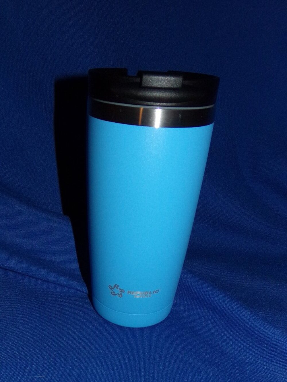 Republic Services Stainless Steel Blue And Silver Mug Coffee Cup With Lid - New